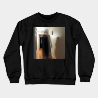 Ghost figure in liminal space - weirdcore background Crewneck Sweatshirt